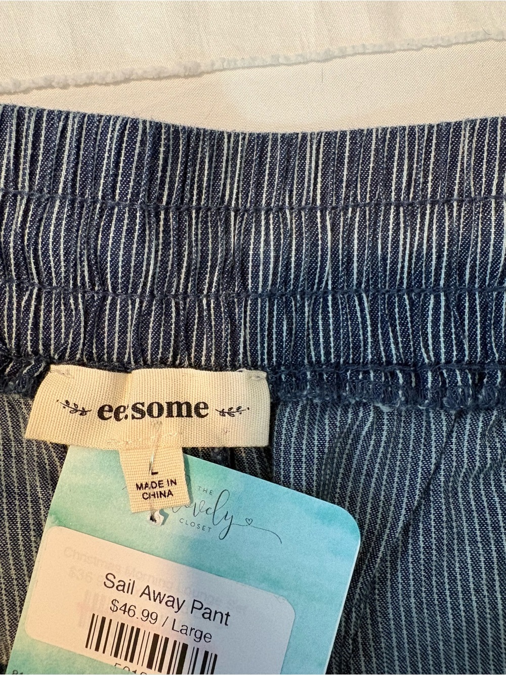 eesome Navy Pinstripe Sail Away Pants - Picture 4 of 5